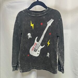 Three & Out boys Rock Star Long Sleeve waffle knit shirt - faded Black size 5